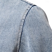 billige Denimjakker-Herre Fleece-jakke Jean jakke Denimjakker Fritid / hverdag Høst vinter Fargeblokk Fritid Knaphul Normal Mørkegrå Mørkeblå Lyseblå Jakker