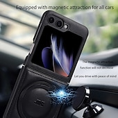baratos Capa Samsung-telefone Capinha Para Samsung Galaxy Z Virar 6 Z Flip 5 Z Flip 4 Z Flip 3 Capa traseira Com Suporte Suporte para carregamento sem fio Antichoque Retro TPU Couro PU
