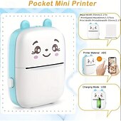 お買い得  Acessórios para festa-iPhone および Android 用ミニ プリンター、ワイヤレス ミニ フォト プリンター ラベル プリンター、ラベル、ジャーナル、学習ノート、クリスマス、ハロウィーン、感謝祭のギフトを印刷するためのポータブル BT ミニ サーマル プリンター