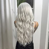economico Parrucche trendy sintetiche-Parrucche sintetiche Uniformi Costumi di carriera Da principessa Riccio Ondulato Parte di mezzo Taglio scalato A macchina Parrucca 26 pollici Argento Capelli sintetici Per donna Cosplay Feste Di