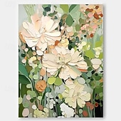 cheap Floral/Botanical Paintings-Oil painting handmade Impressionism Floral Paintings handmade Flower Oil Painting Abstract Rose Flower Painting Flower Landscape Painting Floral Wall Art Canvas Spring painting for Living Room