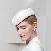 Недорогие Фасцинаторы-Головные уборы 100% шерсть Берет Свадьба Для вечеринок Элегантный стиль Свадьба С Кепки Чистый цвет Заставка Головной убор