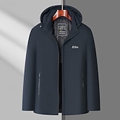 economico Giubbotti e cappotti da uomo-Per uomo Cappotto invernale Lungo Inverno Tinta unita / tinta unita Informale Standard Nero Blu scuro Giacca