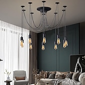 economico Luci a sospensione-lampada a sospensione a led bianco caldo 6/10/14 teste retro edison multi regolabile fai da te luce ragno soffitto moderno chic industriale per soggiorno camera da letto 110-240v