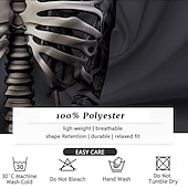 お買い得  ハロウィンシャツ-Halloween 男性用 スカル ハロウィーンコスチューム ボタンアップシャツ 長袖 ホラー 暗い パーティーイブニングウェア 秋 冬 春夏 シャツカラー ボタンアップ 3Dプリント ブラック