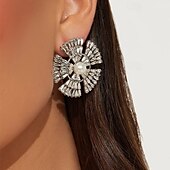 economico Orecchini-Per donna Orecchini a bottone geometrico Con fiocco di neve Prezioso Vintage Moda Perle finte Diamanti d&#039;imitazione Orecchini Gioielli Argento Per Matrimonio Feste Giornaliero 1 paio