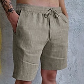baratos Clássico-Homens Calção Shorts de verão Shorts de praia Bolsos Com Cordão Cintura elástica Tecido Conforto Respirável Curto Casual Feriado Para Noite Moda Roupa de rua Preto Branco
