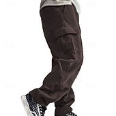cheap Cargo Pants-Men's Cargo Pants Corduroy Pants Trousers Straight Leg Sweatpants Elastic Waist Drawstring Multi Pocket Plain Wearable Outdoor Daily Camping &amp; Hiking Fashion Classic Black Army Green