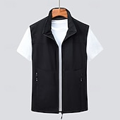levne Gilety-Pánské Kamizelka Vesta Rybářská vesta Dağcı Yeleği Denní Rande Dovolená Módní Na běžné nošení Jaro léto Kapsy Polyester Pohodlné Bez vzoru Zip Stojáček Běžný Černá Khaki Armádní zelená Tmavomodrá
