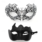 Roman Couples Mask Venetian Mask Adults Women's Metal Finish Sexy Costume Party Masquerade Halloween Carnival Mardi Gras Easy Carnival Costume 13