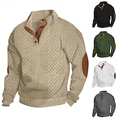 billiga Basic sweatshirts-Herr Tröja Svart Vit Armégrön Kaki Mörkgrå Kinakrage Slät Jacquard Lappverk Ribbad Strukturerad Dagligen Helgdag Utekväll Polyester Strukturerad Streetwear Ledigt Höst Vinter Kläder Pull Tröjor
