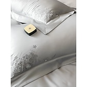 economico Collezione d&#039;elite-Set copripiumino da 4 pezzi, 100% cotone biologico, tessuto morbido e traspirante, include copripiumino e federe per un sonno confortevole.