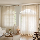 cheap Curtains &amp; Drapes-Semi Transparent Screen Curtain One Panel Modern Minimalist Style With Thickened Hemp Cotton Window Screen Living Room Bedroom Dining Room Study Room