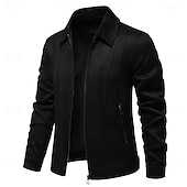 economico Giacche in Suede Sintetico-Per uomo Giacca sportiva Giacca in pelle scamosciata marrone Casual / quotidiano Sexy Autunno inverno Tinta unita / tinta unita Informale Bavero Standard Nero Giallo Verde Grigio Giacca