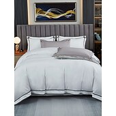 economico Collezione d&#039;elite-Set copripiumino da 4 pezzi, 100% cotone biologico, tessuto morbido e traspirante, include copripiumino e federe per un sonno confortevole.