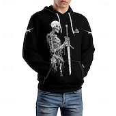 cheap Gothic &amp; Skull-Men's Graphic Dark Hoodie Hoodies Sweatshirt Vacation Daily Classic Casual Long Sleeve Hooded Vacation Sports Outdoor Going out Streetwear Black Printing Spring &amp;  Fall Designer S M L XL XXL 3XL