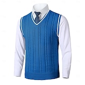 preiswerte Herrenpullover-Herren Pullunder Pullover Kleid Pullover Strickpullover Gerippt Gedrehtes Stricken Standard Strick Glatt V Ausschnitt warm halten Moderne zeitgenössische Freizeitskleidung Ausgehen Bekleidung Herbst