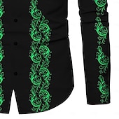 preiswerte Westernhemden für Herren-Herren Blumen Hemd Westernhemd Cowboy-Shirt Langarm Lässig Täglich Herbst Winter Umlegekragen Druck Button-Down Weiß Gelb Blau Grün Grau