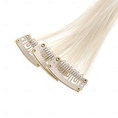 economico Clip nelle estensioni-Liscio Forcine Capelli sintetici Lungo Estensione capelli Con clip 12 pz Resistente al calore Per donna