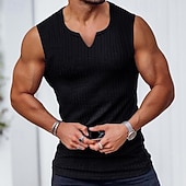 economico Canotte da palestra-Per uomo Maglietta Canottiera Maniche Corte Scollo a V Estate Semplice Moda Designer Essenziale Scollo a V Vacanza Streetwear Uscire Nero Bianco Vino Maglietta Top per Uomo