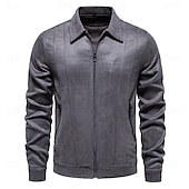 economico Giacche in Suede Sintetico-Per uomo Giacca sportiva Giacca in pelle scamosciata marrone Casual / quotidiano Sexy Autunno inverno Tinta unita / tinta unita Informale Bavero Standard Nero Giallo Verde Grigio Giacca