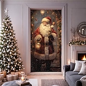 baratos Capas para portas de Natal-decorações de porta de natal capas de porta natal papai noel em pé porta tapeçaria cortina de porta decoração pano de fundo porta banner para porta da frente fazenda festa de fim de ano decoração