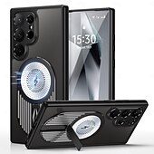Χαμηλού Κόστους Samsung Θήκη-τηλέφωνο tok Για Samsung Galaxy S24 Ultra S24 FE S23 Ultra S22 Ultra S21 FE S25 Ultra Θήκη μαγνητικής προσρόφησης Με Magsafe με βάση στήριξης Υποστήριξη ασύρματης φόρτισης Ανθεκτική σε πτώσεις TPU PC