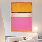 abordables Peintures natures mortes-peinture à l&#039;huile abstraite jaune peinte à la main, peinture murale moderne abstraite jaune et rose, peinture abstraite faite à la main, décoration de la maison, peinture sur toile