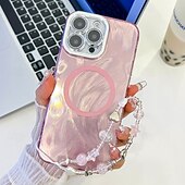cheap iPhone Cases-Phone Case For iPhone 16 Pro Max Plus iPhone 16 Pro Max iPhone 15 iPhone 15 Pro Max iPhone 14 Pro Max iPhone 13 Pro Max Back Cover Magnetic Support Wireless Charging with Wrist Strap Retro Plating