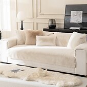 baratos Cobertura de Sofa-capas de sofá de pelúcia grossa de pele de coelho falsa, capa de sofá felpuda engraçada - protetor de colchão de toalha protetor de móveis capa de sofá antiderrapante lavável