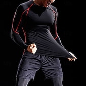 economico T-shirt e Canottiere da Corsa-Per uomo Maglia a compressione Maglia atletica Maglietta da Palestra Maglietta Fitness Manica Lunga Maglietta Casuale Athleisure Autunno Blocco di colori Asciugatura Rapida Morbido Traspirante