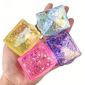 preiswerte Artikel zum Stressabbau-4 Aurora-Malzgummi-Eiswürfel – entspannendes Squishy-Spielzeug für Kinder &amp;Erwachsene, langsame Rückfederung der Tofutextur