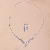 preiswerte Halskette für Damen-Luxuriöses Damen-Set aus Halskette und Ohrringen mit blauem Kristall – eleganter Brautschmuck für Hochzeiten und formelle Anlässe