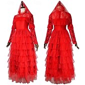 halpa Naisten puvut-Mekot Ghost Bride Lydia Deetz Astrid Deetz Beetlejuice kauhuelokuva Lasten Aikuisten Naisten Tyttöjen Naamiaiset Juhlat Pukeudu