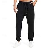 cheap Sweatpants-Men&#039;s Sweatpants Joggers Trousers Waffle Pants Pocket Drawstring Elastic Waist Plain Comfort Warm Full Length Outdoor Daily Running Fashion Casual / Sporty Black Navy Blue