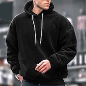 economico felpe con cappuccio da uomo di base-Per uomo Felpa con cappuccio Felpa con cappuccio in pile Nero Marrone Grigio Con cappuccio Liscio Tasche Sportivo Giornaliero Per eventi Streetwear Fantastico Informale Inverno Primavera &amp; Autunno
