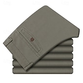economico Sottile-Per uomo pantaloni della tuta Pantaloni Chino Bottoni Tasche Gamba dritta Liscio Comfort Formale Feste Ufficio Di tendenza Classico Nero Verde scuro Media elasticità