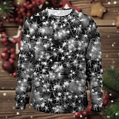 billiga Roliga jultröjor och huvtröjor-Jul Julbelysning Pullover Rolig jultröja 3D-utskrift 3D Jul Framficka Grafisk Till Par Herr Dam Vuxna Jul Maskerad 3D-utskrift Fest Festival