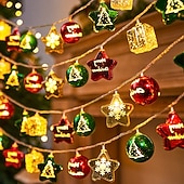abordables Luces de cadena de vacaciones-Guirnalda de luces LED de Navidad con forma de estrella, 1,5 m, 10 ledes, funciona con pilas, para árbol de Navidad, bolas redondas, para Navidad, Año Nuevo, bodas, fiestas, hogar, ventana, jardín,