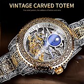 abordables Relojes mecánicos-FORSINING Hombre Relojes Mecánico Retro Antiguo Lujo Esfera Grande Moda Calavera Cuerda Automática Pantalla de fase lunar Luminoso Correa de acero inoxidable Reloj