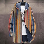 billiga fleecejacka för män-Herr Rand Geometri Gradvis Vinterkappa Fleece-jacka Kappa Håller värmen Andningsfunktion Bekväm Mode Streetwear Sport Sport &amp; Utomhus Dagliga kläder Utekväll Dragkedja Ficka Mönster Höst vinter