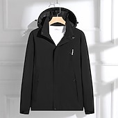 cheap Fleece &amp; 3 in 1 Jackets-Men&#039;s Hoodie Jacket Outdoor Jacket Hiking Jacket Winter Outdoor Waterproof Breathable Soft Detachable Cap Jacket Full Length Visible Zipper Fishing Climbing Beach Dark Brown Dark Grey Navy Black Ivory