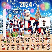 Недорогие Адвент-календарь-Рождественский адвент-календарь, украшения, 2D акриловые милые коровки, 24 шт., набор рождественских украшений, подарок, обратный отсчет на 24 дня, мини-подвесные елочные украшения для украшения