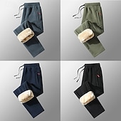 preiswerte Sweatpants-Herren Sherpa Fleecehosen Jogginghose Trainingshose Jogginghose Jogger Hose Hosen Kordelzug Tasche mit Reißverschluss Gerade geschnitten Glatt Komfort Warm In voller Länge Outdoor Casual Täglich