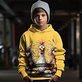 billiga Pojkens 3D-djur-Pojkar 3D Grafisk Djur Brud Huvtröja Långärmad Vår Höst Mode Streetwear Barn 4-12 år Huva Utomhus Ledigt Dagligen Normal