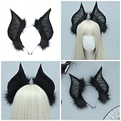 abordables Accessoires de coiffure-oreilles de chat chauve-souris en fausse fourrure bandeaux mignon déguisement d&#039;halloween cosplay costume fait à la main animal oreilles en fourrure cerceau de cheveux femmes