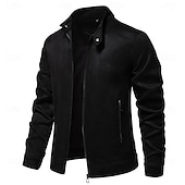 cheap Men&#039;s Jackets &amp; Coats-Men&#039;s Casual Jacket Suede Jacket Casual Daily Windbreaker Sexy Fall &amp; Winter Solid / Plain Color Casual Collarless Regular Black Yellow Green Gray Jacket