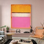 abordables Peintures natures mortes-peinture à l&#039;huile abstraite jaune peinte à la main, peinture murale moderne abstraite jaune et rose, peinture abstraite faite à la main, décoration de la maison, peinture sur toile
