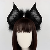 abordables Accessoires de coiffure-oreilles de chat chauve-souris en fausse fourrure bandeaux mignon déguisement d&#039;halloween cosplay costume fait à la main animal oreilles en fourrure cerceau de cheveux femmes