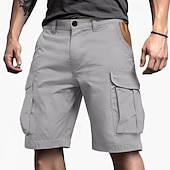 tanie Klasyczny-Męskie Spodenki cargo Szorty Guziki Multi Pocket Równina Zdatny do noszenia Krótki Na zewnątrz Codzienny Kemping i wycieczki Moda Klasyczny Zieleń wojskowa Zielony